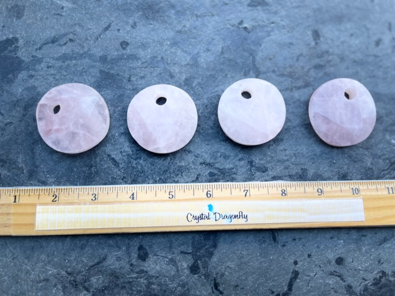 Rose Quartz Large Round Faceted Cabochon with Large Hole for Pendant FB2516