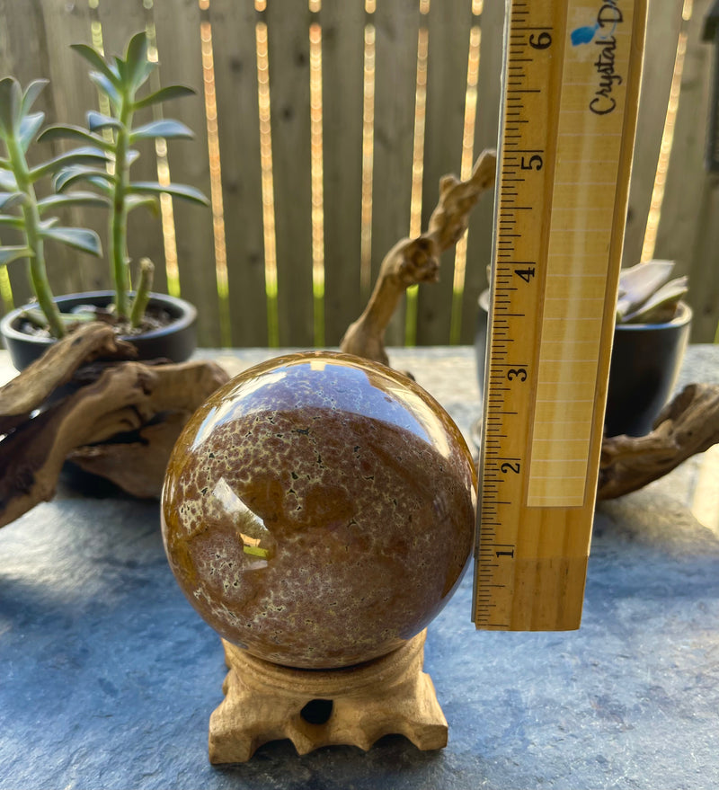 Ocean Jasper Sphere from Madagascar, gentle energy, fosters cooperation FB1353 💎