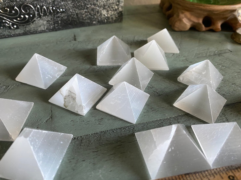 Selenite Pyramids, cleansing and clearing FB3140