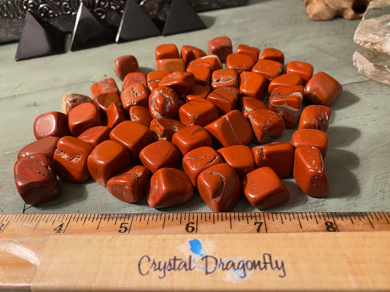 Tumbled Red Jasper, Cube-like shapes, Supreme Nurturer & Turns Ideas into Action