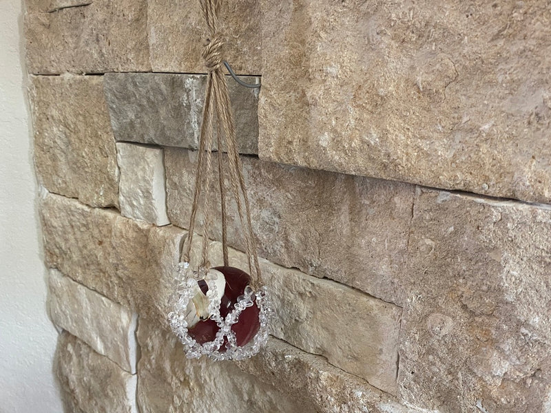Unique and Fun Knotted Rope Sphere Holder with Gemstone Chips FB3186