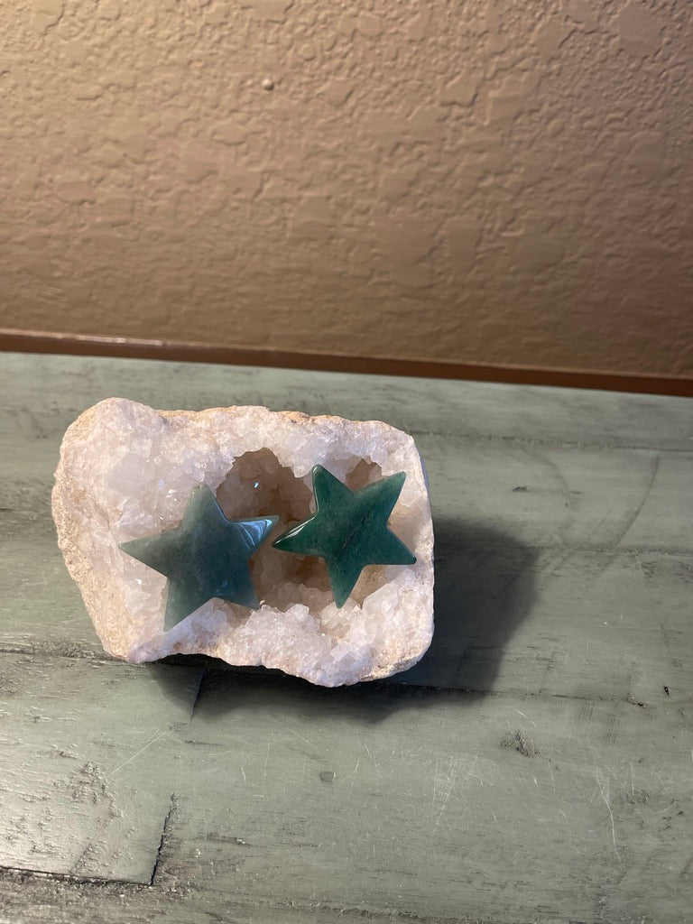 Green Aventurine Carved Stars, luck, positivity, infinity