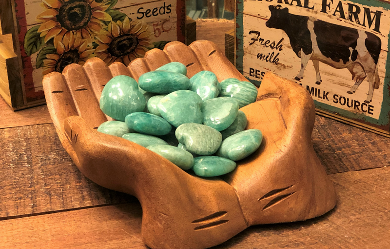 Amazonite Hearts from Madagascar for money, luck, love, and calm FB1032