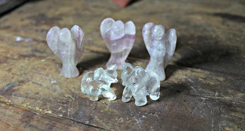 Carved Fluorite and Sodalite Pocket Angels