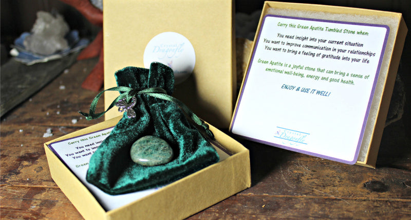 Dragonfly Gem Pouch -Apatite-Gift for Gratitude/Relationship Communication/Insight