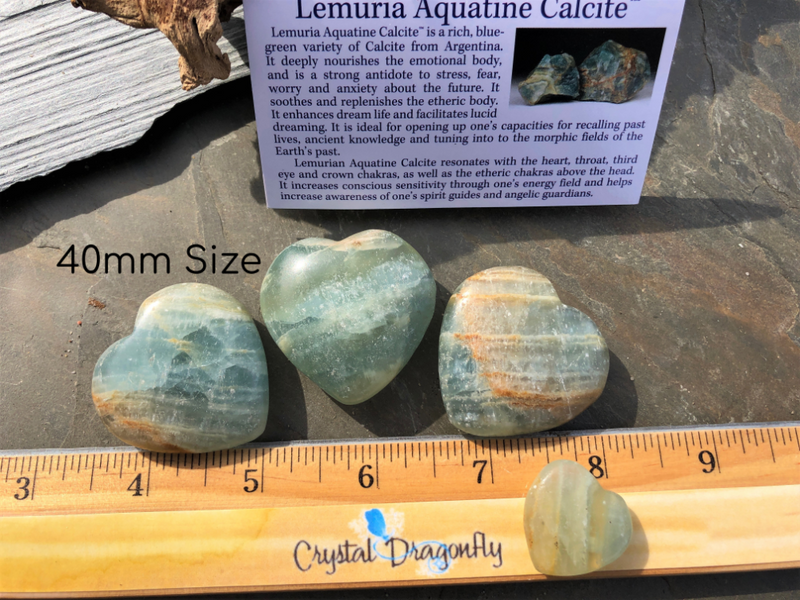 Lemurian Blue Aquatine Calcite Hearts FB3403