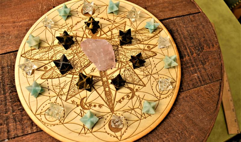 Merkaba carvings, Sacred Geometry for crystal grids, small size FB1587