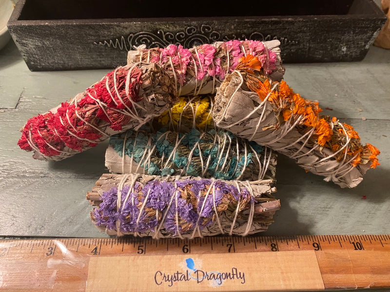 White Sage / Chakra Sinuata Flower Smudge Stick Gift Set FB3148