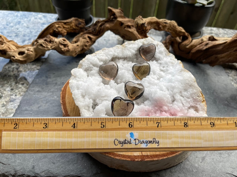 Clear Quartz and Smoky Quartz Pocket Hearts -Beautiful Clarity - Inner Light Reflections - Stone of Power