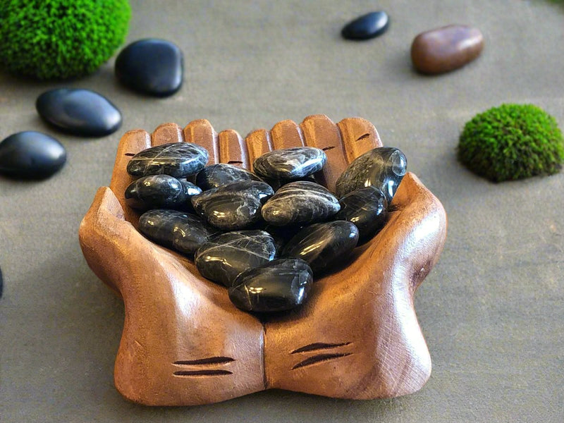 Black Moonstone Hearts from Madagascar FB1433