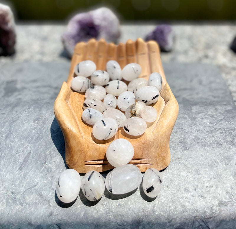 Tumbled Black Tourmaline in White Quartz, Extra Large, Joy, Channeling, Protection, Serenity