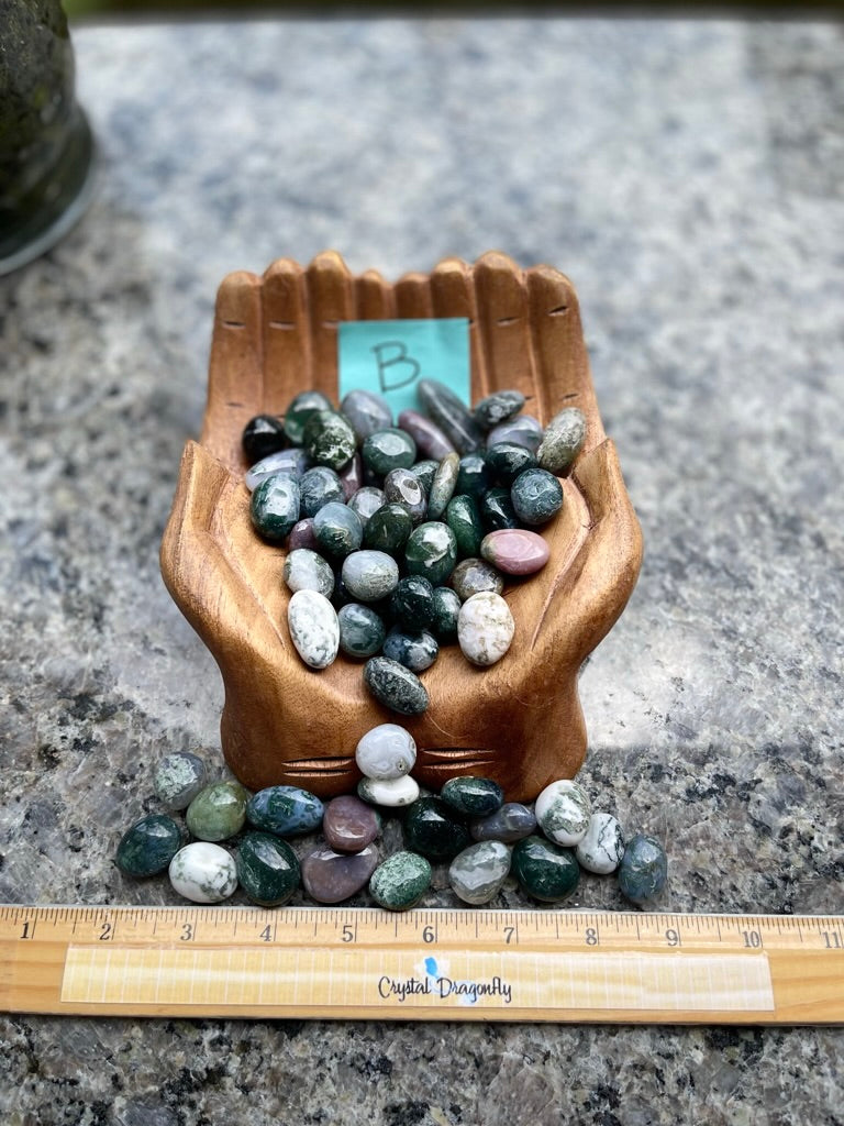 Tumbled Moss Agate,  Smaller - Heals "inner child", Prosperity, Healing & Abundance