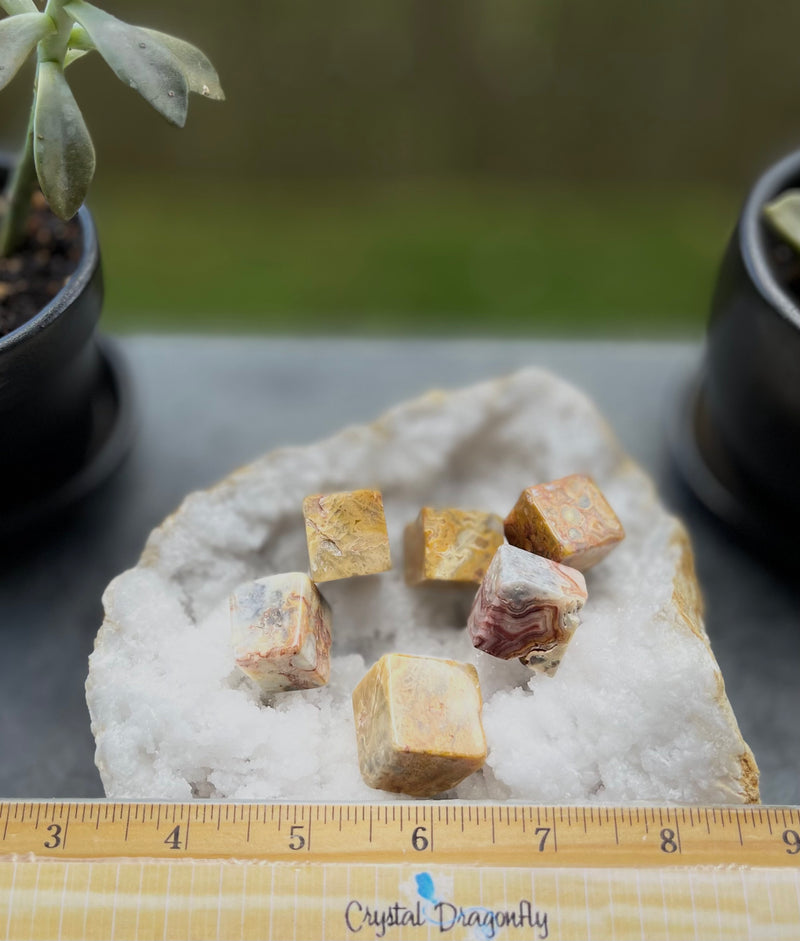 Crazy Lace Agate Cubes, Sacred Geometry FB2822