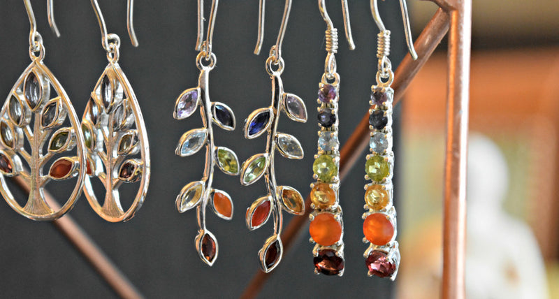 Chakra Gemstone Sterling Silver Handcrafted Earrings FB1050