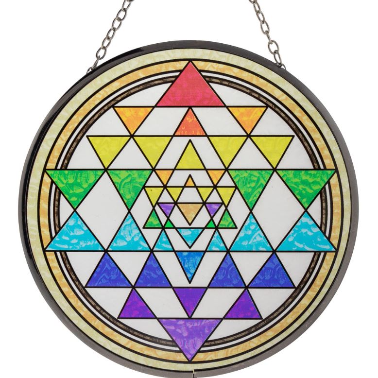 Glass Sun Catcher, Metatron, Tree of Life or Chakra Sri Yantra, FB1818 🎀