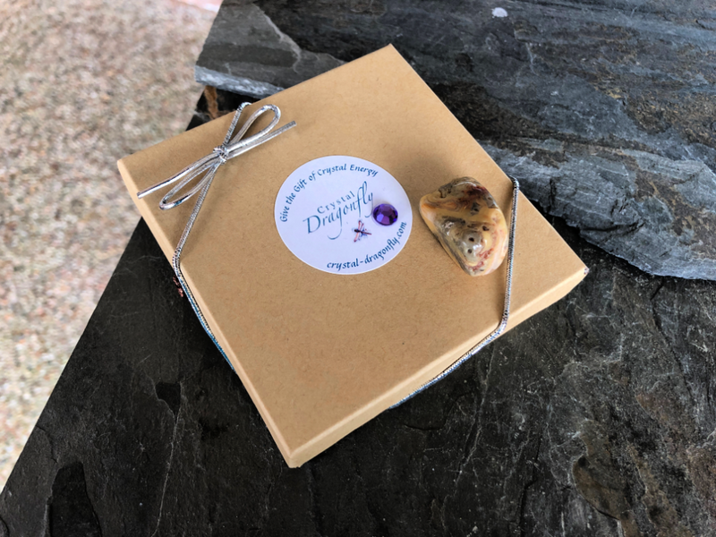 Dragonfly Gem Pouch -Crazy Lace Agate - Gift for Joy & Laughter