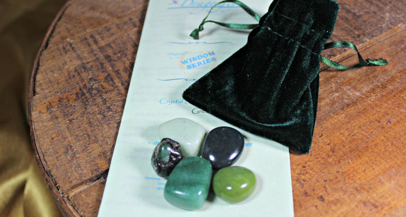 Crystal Bonding Collection with Velvet Pouch - Green - Medicine Bag
