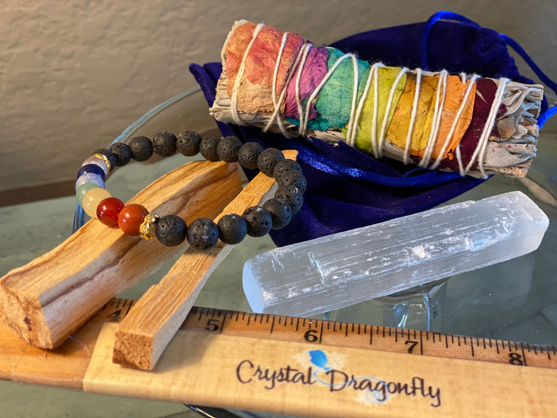 Chakra Balancing Kit with Chakra Rose/White Sage & Palo Santo FB2728