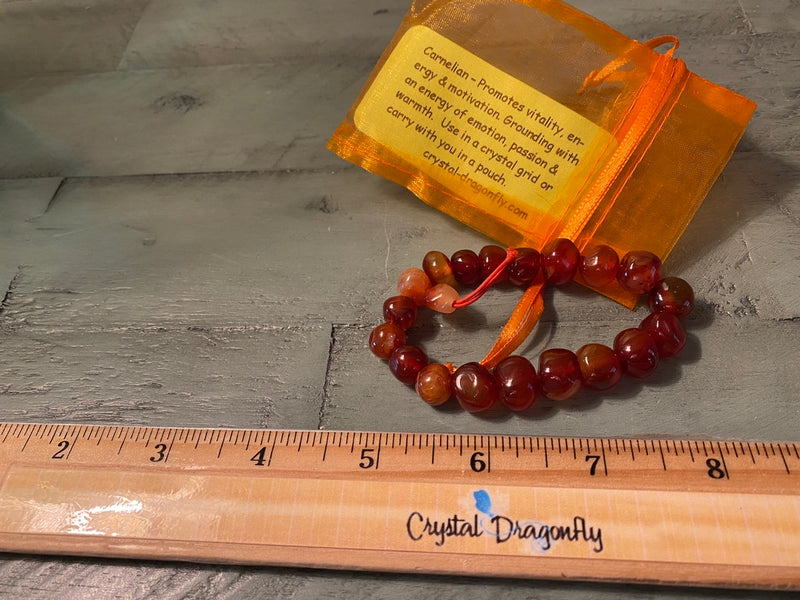 Carnelian Stretchy Power / Prayer Bracelets for confidence, vitality & energy; FB2001