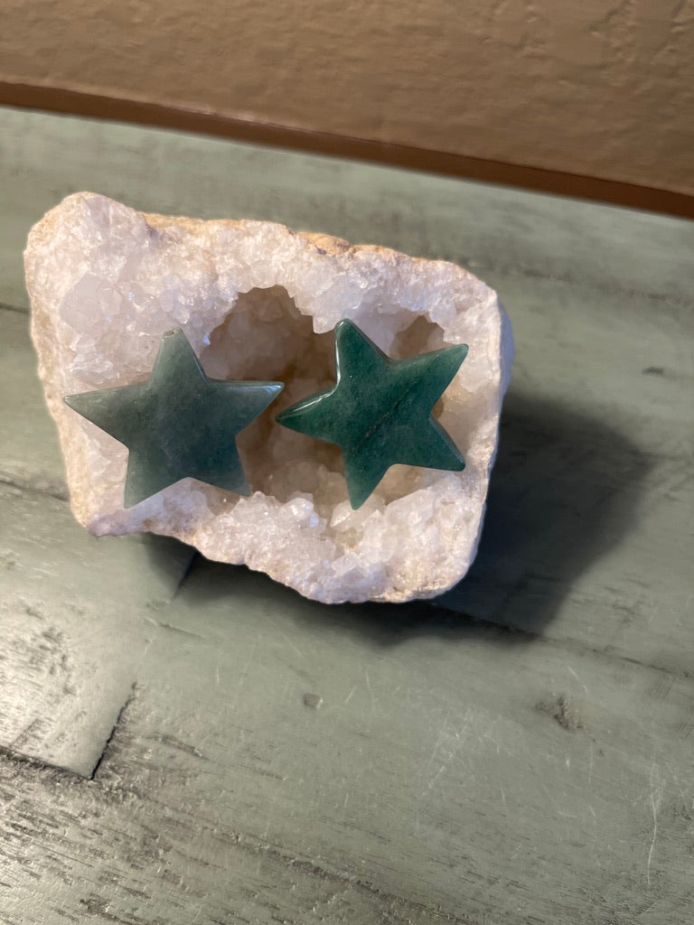 Green Aventurine Carved Stars, luck, positivity, infinity