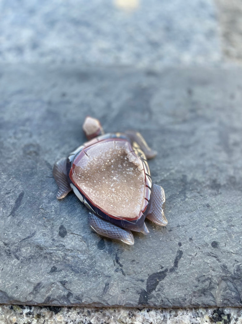 Agate Geode / Drusy Sea Turtle, Spirit / Totem Animal FB2079