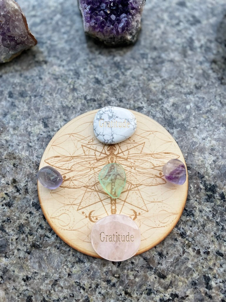 GRATITUDE Wordstone Totem / Spirit Stone Engraved on Assorted Gemstones