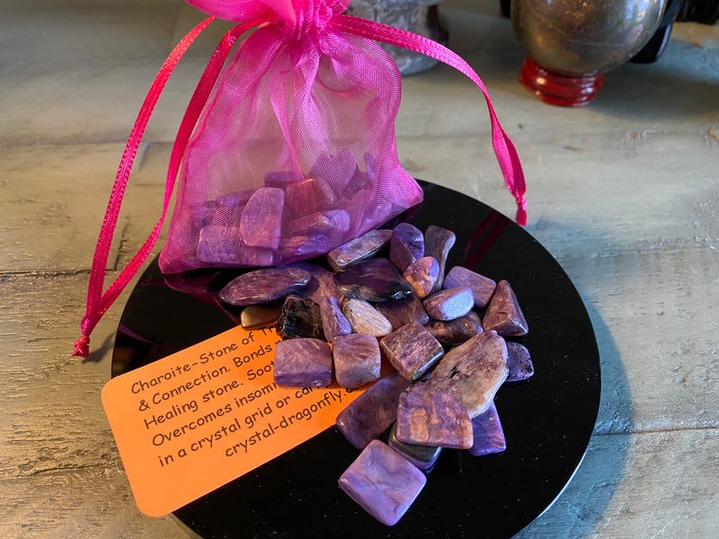 Tumbled Charoite Grab Bag from Siberia, for soothing nerves, relationships FB2648