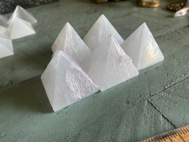 Selenite Pyramids, cleansing and clearing FB3140