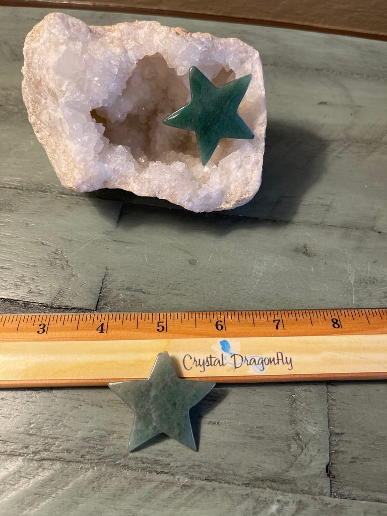 Green Aventurine Carved Stars, luck, positivity, infinity