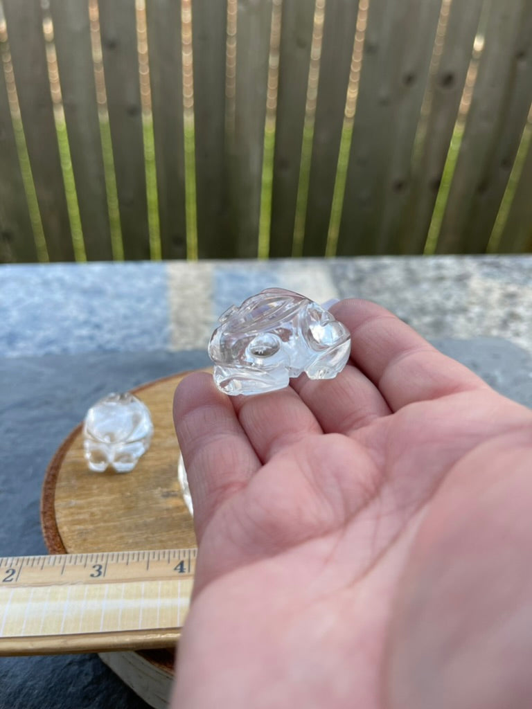 Frog Totem/Spirit Animal Carving, Hand Carved in Clear Quartz FB1062