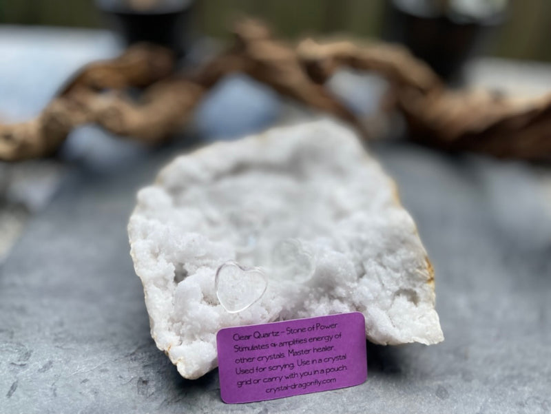 Clear Quartz and Smoky Quartz Pocket Hearts -Beautiful Clarity - Inner Light Reflections - Stone of Power