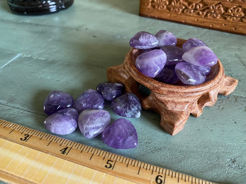 Amethyst Chevron Pocket Heart - Stone of Sobriety - Powerful Healing - Stress Relief; FB1370