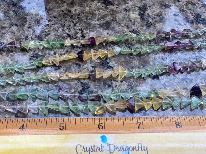Rainbow Fluorite Triangle Drop Shape Bead Strand for jewelry and crafts