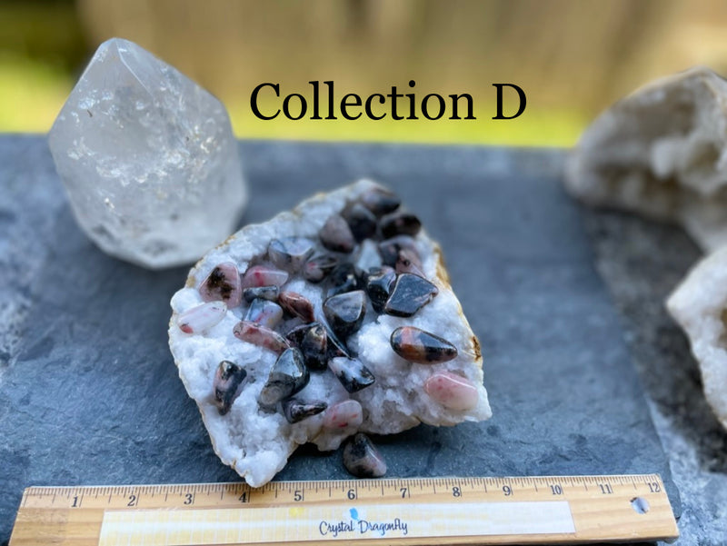 Tumbled Rhodonite in Quartz or Dioptase FB1253
