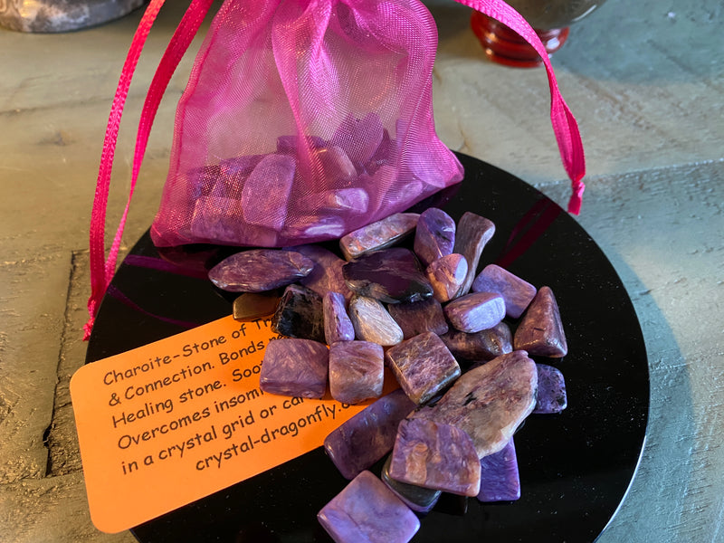 Tumbled Charoite Grab Bag from Siberia, for soothing nerves, relationships FB2648