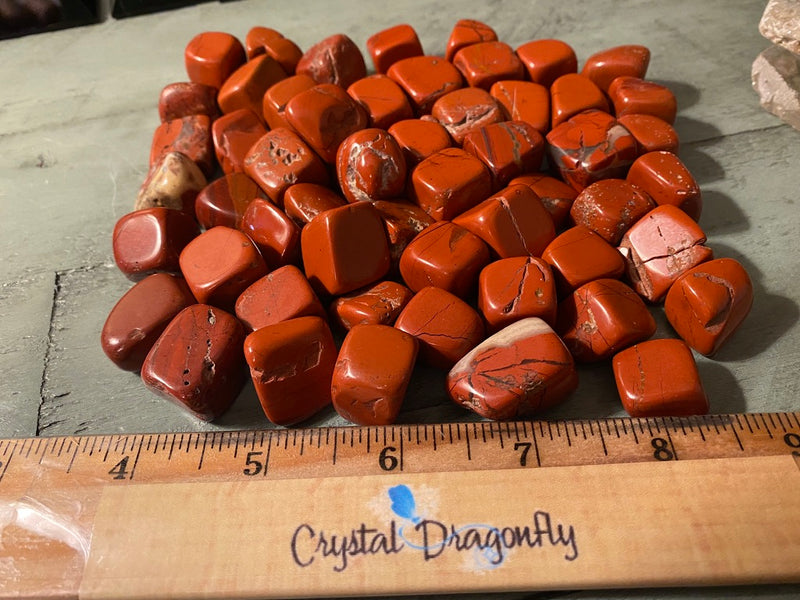 Tumbled Red Jasper, Cube-like shapes, Supreme Nurturer & Turns Ideas into Action