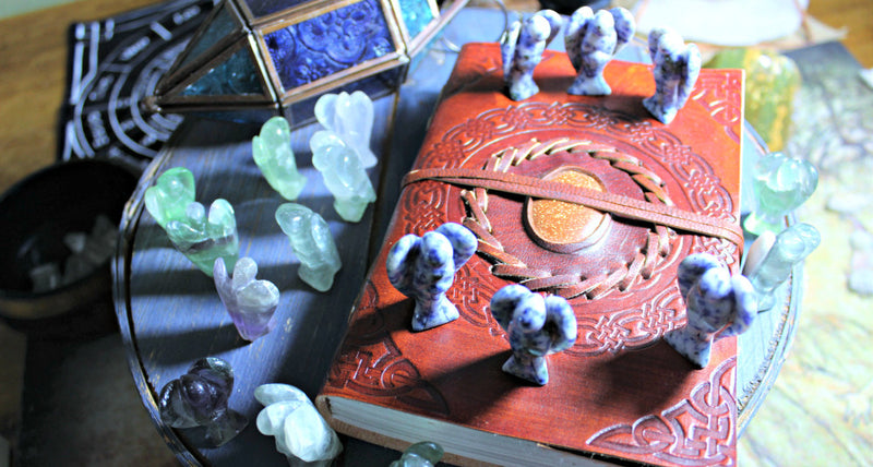 Carved Fluorite and Sodalite Pocket Angels