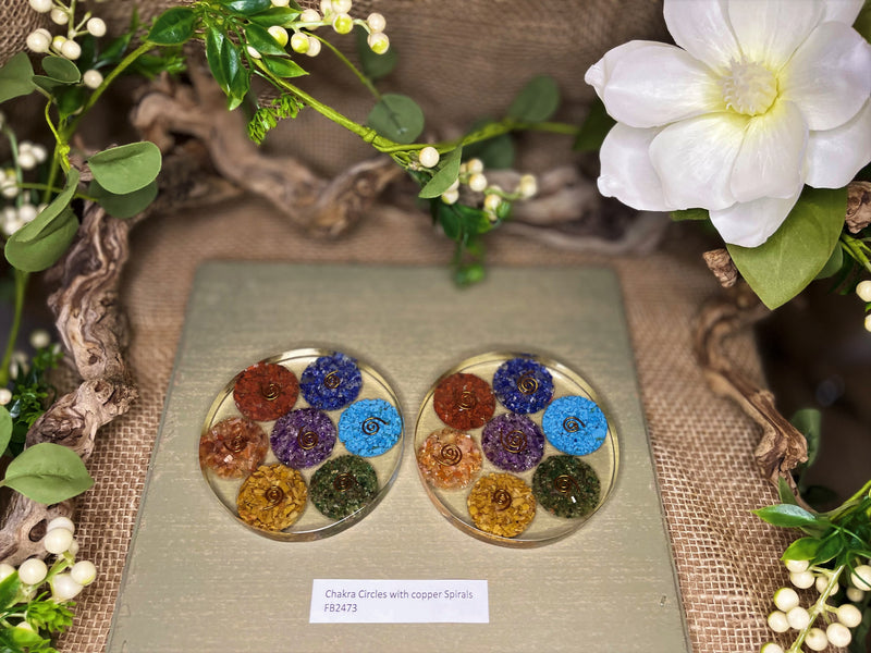 Orgone / Organite  Round Plate / Display Piece /  Base, Chakra stones; FB2473