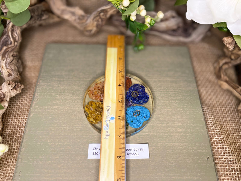 Orgone / Organite  Round Plate / Display Piece /  Base, Chakra stones; FB2473