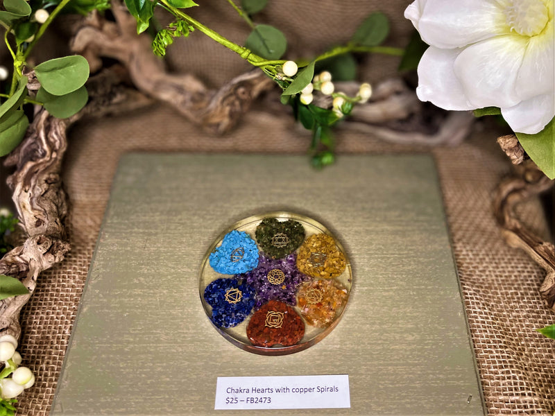 Orgone / Organite  Round Plate / Display Piece /  Base, Chakra stones; FB2473