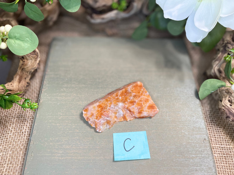 Orange Calcite Slabs, crystal grid or display base FB2070