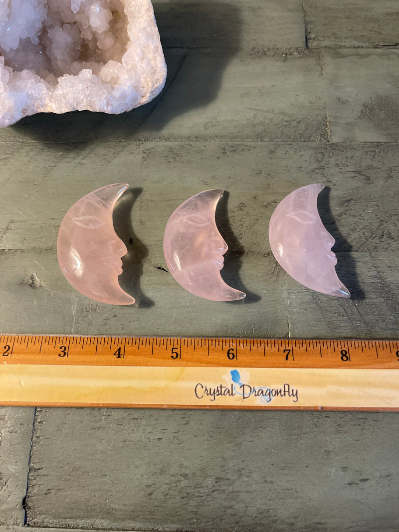 Rose Quartz Double Sided Carved Crescent Moon FB1940