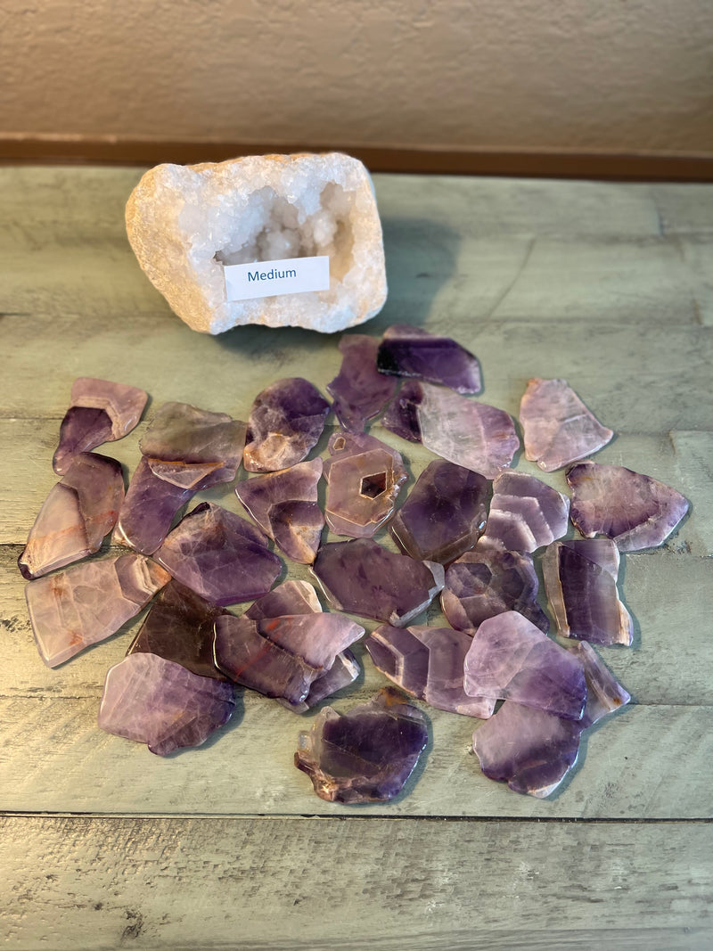 Amethyst Mini Slabs - Incredibly Versatile as a base for tumbled stones, crystal bowls and grids