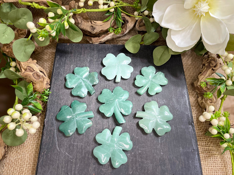 Green Aventurine Four Leaf Clover for Luck and Good Fortune FB2142