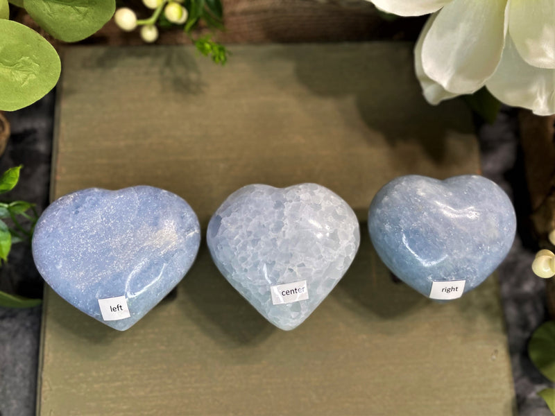 Blue Calcite Heart, calming, happiness, safety, connection FB3021