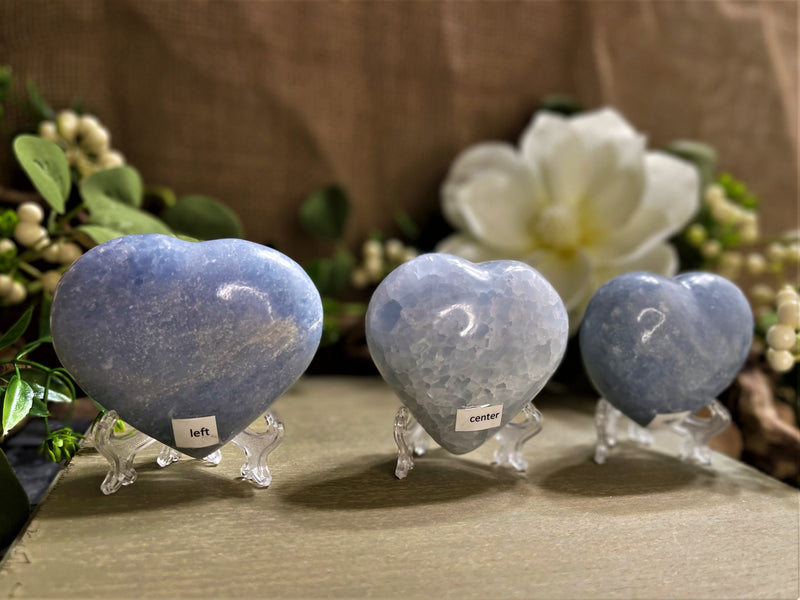 Blue Calcite Heart, calming, happiness, safety, connection FB3021