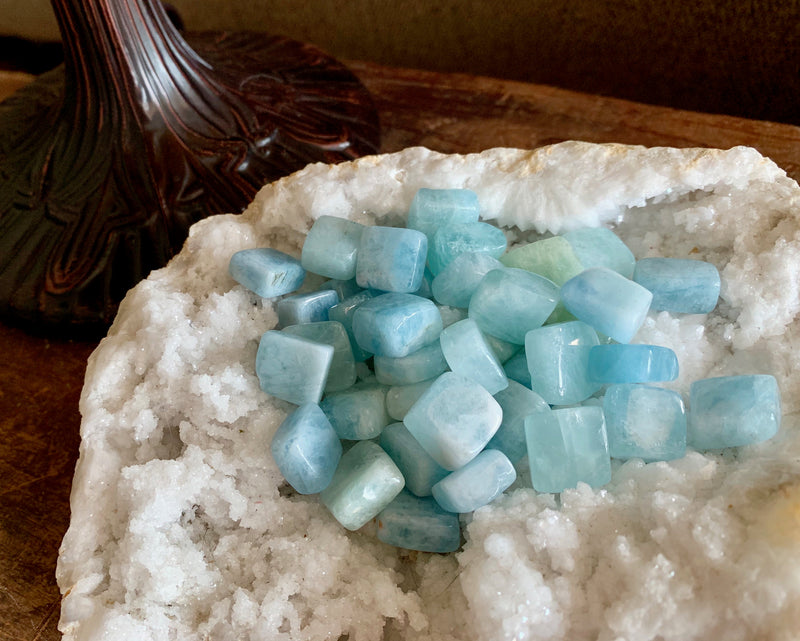 Tumbled Aquamarine - Stone of Courage and Protection, Calms Phobias & Fears