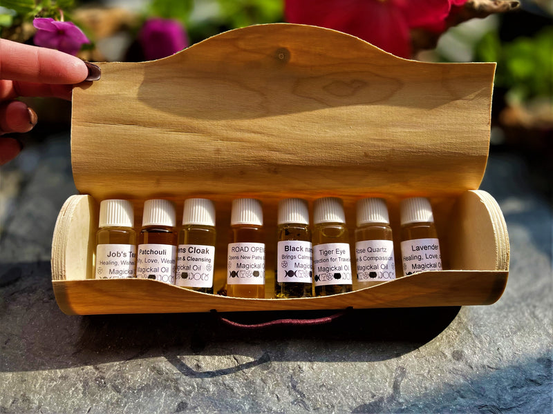 Ritually Charged Magickal Oils with Roll Up Bamboo Case FB3233