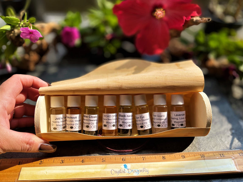 Ritually Charged Magickal Oils with Roll Up Bamboo Case FB3233