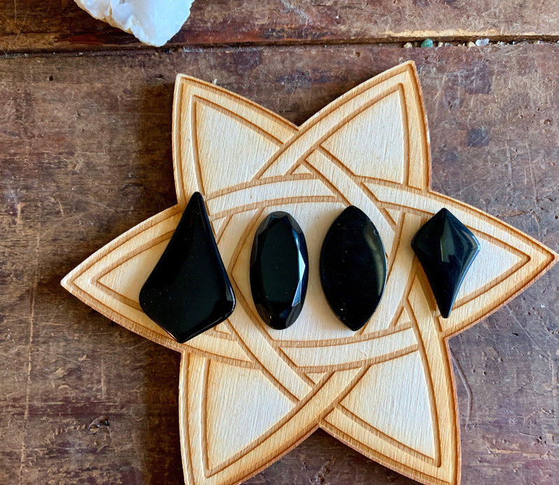 Black Obsidian Glossy Cabochons, grounding, protection; FB2332